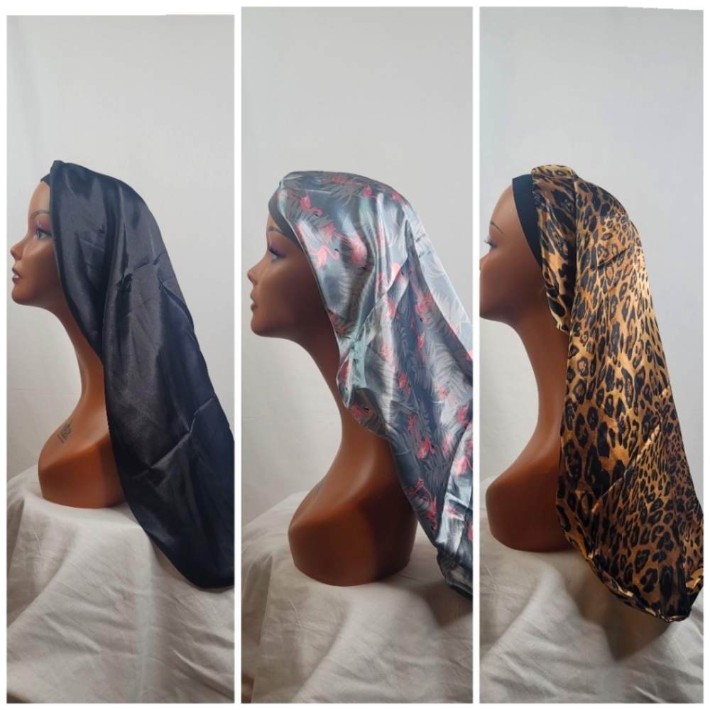 Avebri long hair bonnets caps 3 in a bundle cover NWT